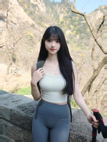 图片[9]-爱爬山的瑜伽裤MM，太甜美了！~-图嘿嘿